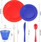 150pcs 4th of July Party Supplies – Plates, Cutlery & Clear Cups (Red Blue White)